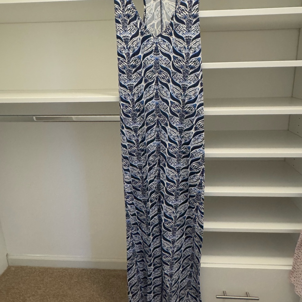 Lilly Pulitzer Blue and White Leaf Print Dress
